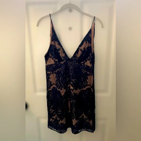 Free People Black Night Shimmers Mini Dress in Black - Picture 1 of 6